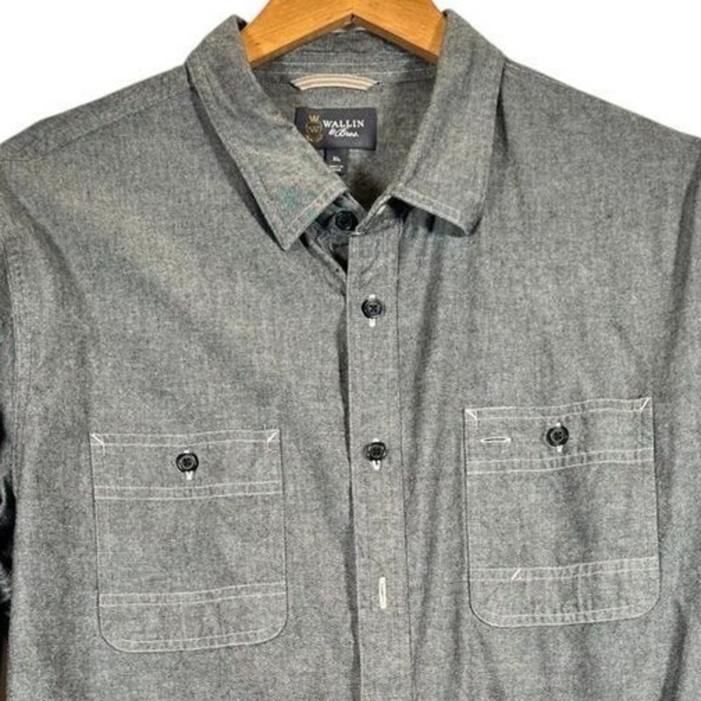 Wallin & Brothers Gray Button Down‎ Shirt Men's XL 100% Cotton